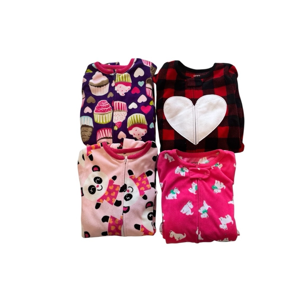 Carters Fleece zip toddler girls pink footie grip onesie pajamas Sz 2T